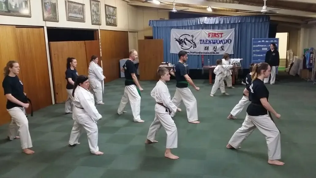 Elizabeth Downs Taekwondo student kick practice