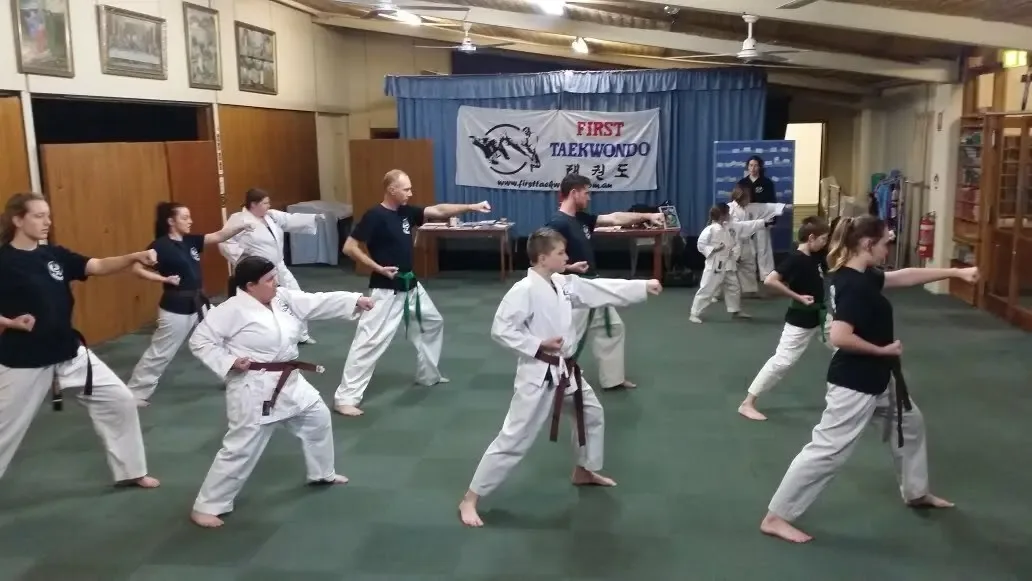 Elizabeth Downs Taekwondo group training at St Catherines Church