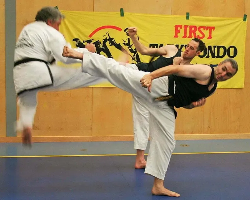 Mount Barker Taekwondo student performing a jumping kick